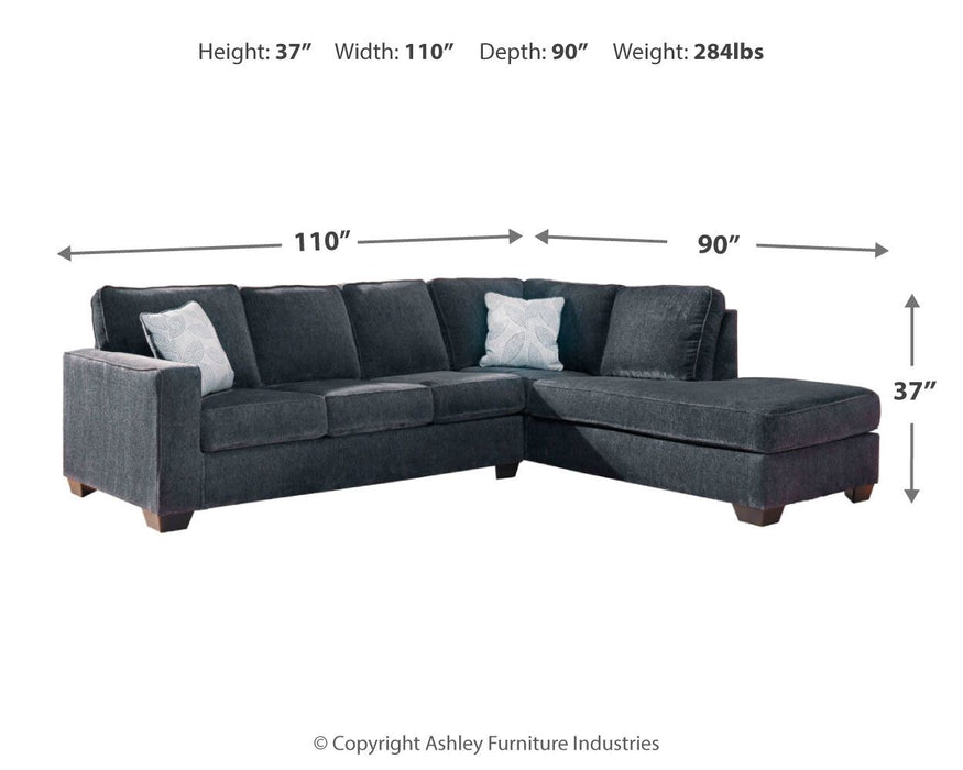 Altari - Right Arm Facing Corner Chaise With Sleeper 2 Pc Sectional - Slate - Tallahassee Discount Furniture (FL)