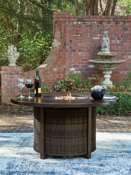 Monterey Point - Round Fire Pit Table - Dark Brown - Tallahassee Discount Furniture (FL)