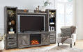 Wynnlow - Gray - Entertainment Center - TV Stand With Glass/Stone Fireplace Insert - Tallahassee Discount Furniture (FL)