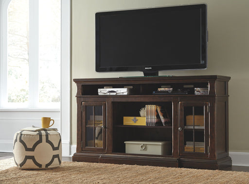 Roddinton - Dark Brown - 2 Pc. - 74" TV Stand with Electric Infrared Fireplace Insert - Tallahassee Discount Furniture (FL)