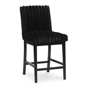 Mervannie - Upholstered Barstool (Set of 2) - Black - Tallahassee Discount Furniture (FL)