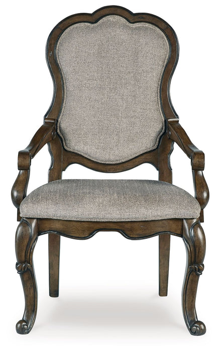 Maylee - Dark Brown - Dining Upholstered Arm Chair (Set of 2) - Tallahassee Discount Furniture (FL)
