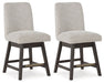 Burkhaus - Beige / Dark Brown - Upholstered Swivel Barstool (Set of 2) - Tallahassee Discount Furniture (FL)