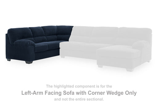 SimpleJoy - LAF Sofa With Corner Wedge - Navy - Tallahassee Discount Furniture (FL)