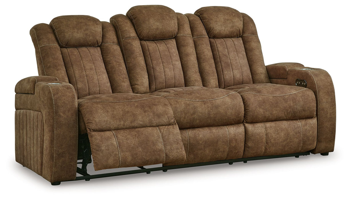 Wolfridge - 2 Pc. - Power Reclining Sofa, Power Reclining Loveseat With Console - Brindle - Tallahassee Discount Furniture (FL)