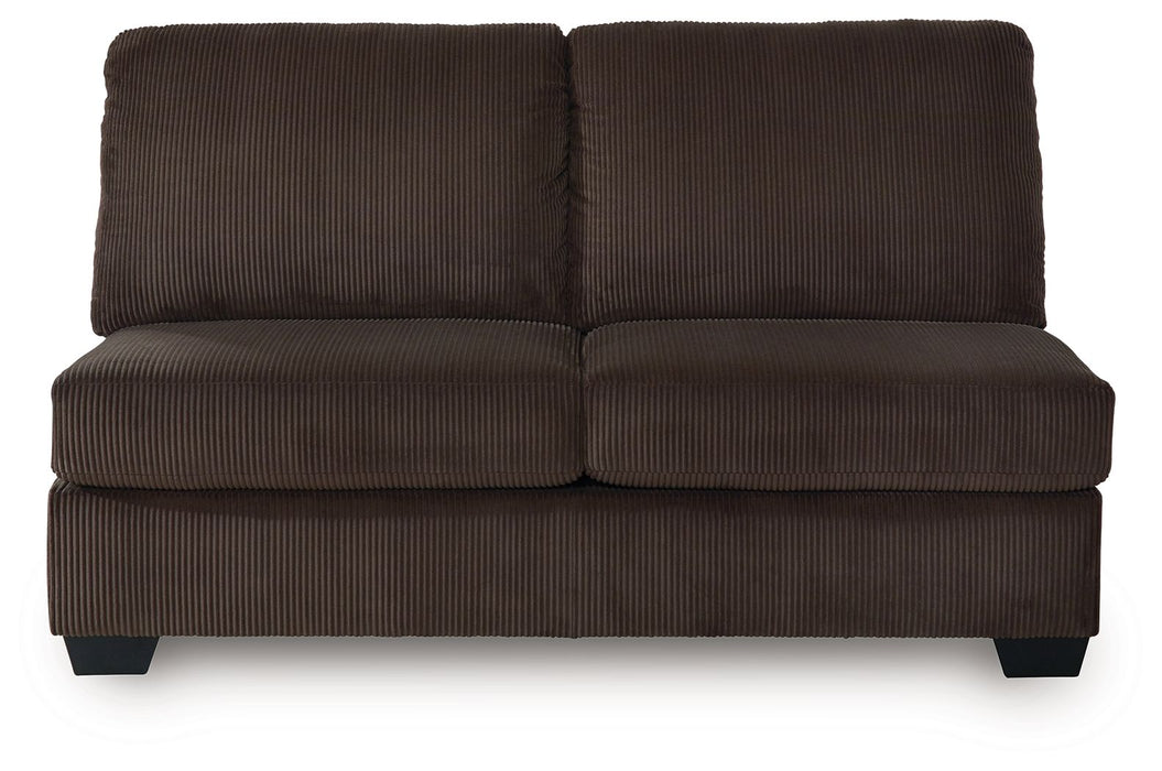 Kimlee - Chocolate - Armless Loveseat - Tallahassee Discount Furniture (FL)