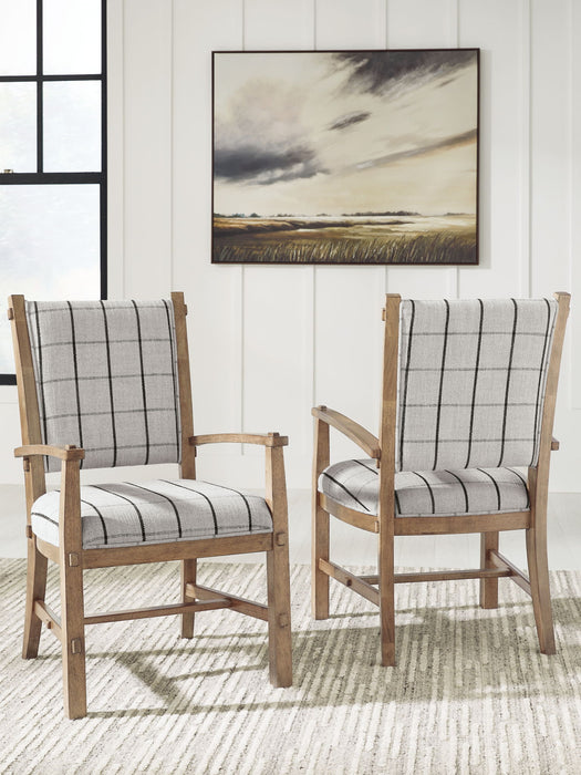 Ridgester - Dining Upholstered Arm Chair (Set of 2) - Light Brown - Tallahassee Discount Furniture (FL)