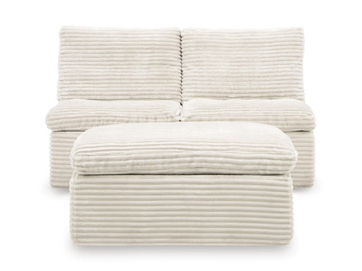 Fannin - 2 Armless Chairs With Ottoman (Set of 3) - Ivory - Tallahassee Discount Furniture (FL)