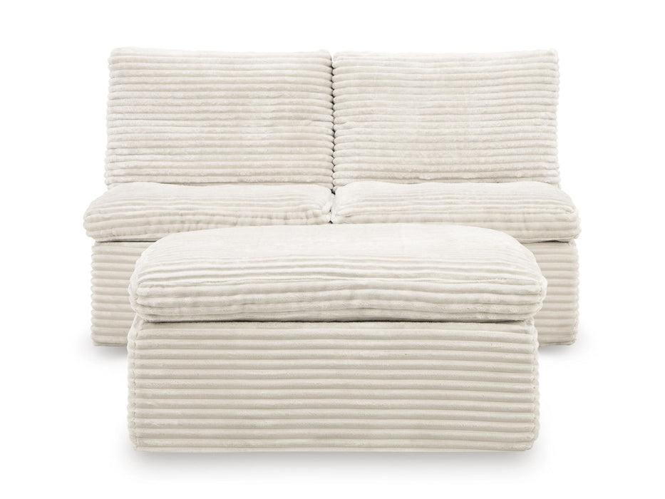 Fannin - 2 Armless Chairs With Ottoman (Set of 3) - Ivory - Tallahassee Discount Furniture (FL)