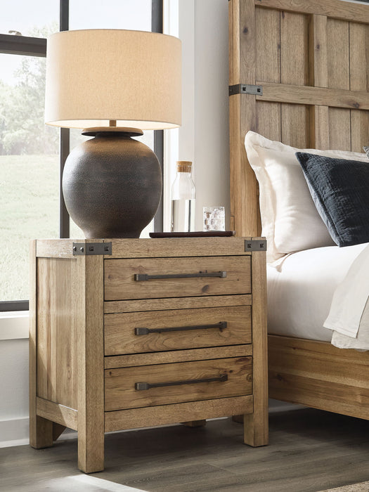 Ridgester - Three Drawer Night Stand - Light Brown - Tallahassee Discount Furniture (FL)