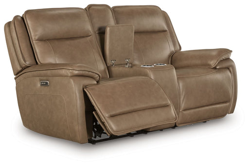 Glencroft - Power Reclining Loveseat With Console / Adjustable Headrest - Sahara - Tallahassee Discount Furniture (FL)