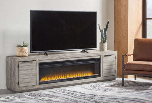 Naydell - Gray - 92" TV Stand with Wide Fireplace Insert - Tallahassee Discount Furniture (FL)