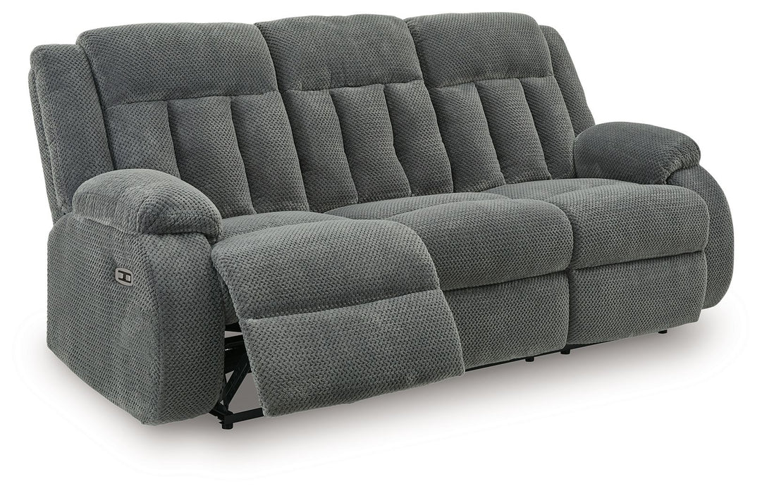 Observation - Reclining Power Sofa With Drop Down Table - Steel - Tallahassee Discount Furniture (FL)