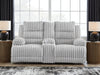 Rhines Falls - Alloy - Double Reclining Power Loveseat With Console - Tallahassee Discount Furniture (FL)