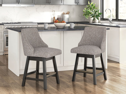 Neymorton - Upholstered Swivel Barstool (Set of 2) - Dark Grayish Brown - Tallahassee Discount Furniture (FL)