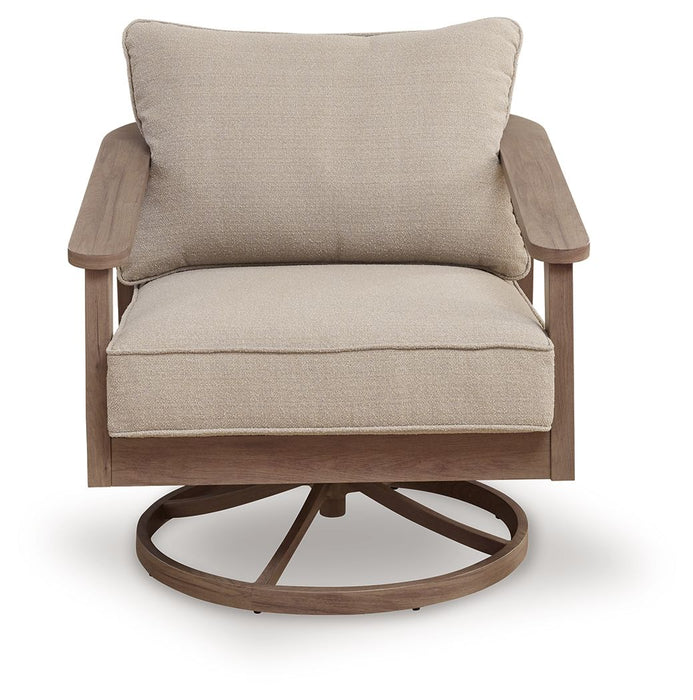 Harmony Headlands - Swivel Lounge With Cushion - Natural / Gray - Tallahassee Discount Furniture (FL)