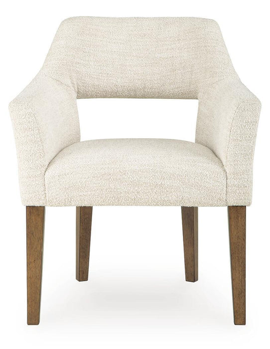 Marxmore - Dining Upholstered Arm Chair (Set of 2) - Beige / Brown - Tallahassee Discount Furniture (FL)
