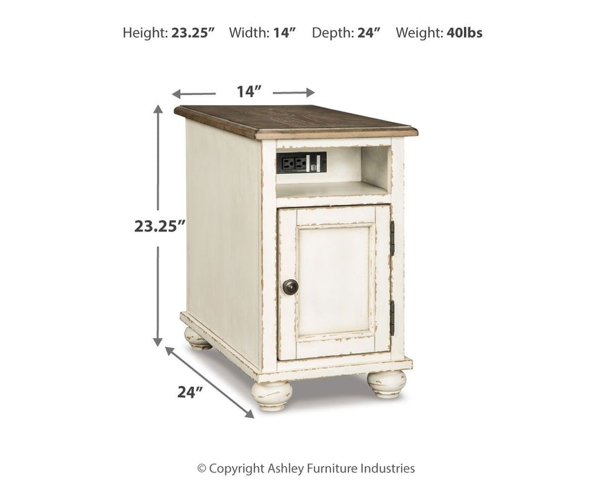 Realyn - Chair Side End Table - AC / USB - White / Brown - Tallahassee Discount Furniture (FL)