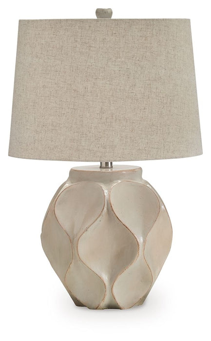 Edselham - Distressed Cream - Paper Table Lamp - Tallahassee Discount Furniture (FL)