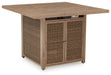 Walton Bridge - Driftwood - Square Bar Table W/Fire Pit - Tallahassee Discount Furniture (FL)