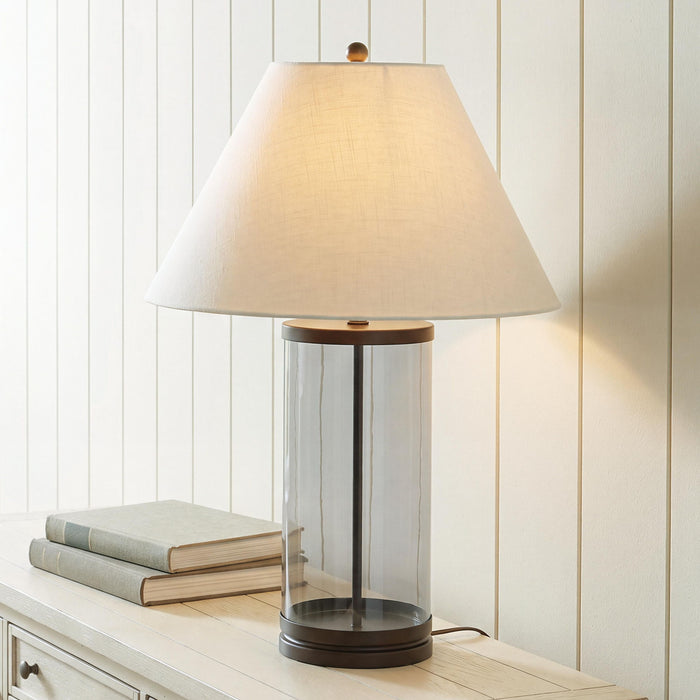 Junrow - Glass Table Lamp - Clear / Brown