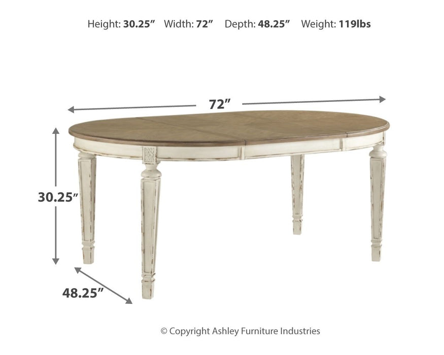 Realyn - Chipped White - Oval Dining Room Extension Table - Tallahassee Discount Furniture (FL)
