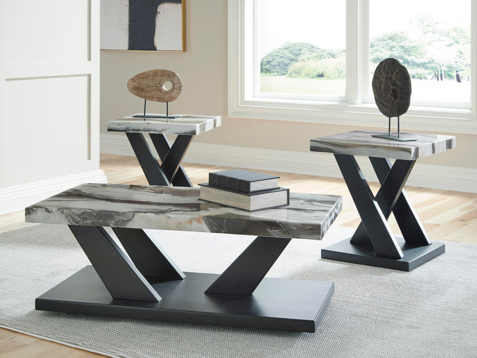 Cendill - Occasional Table Set (Set of 3) - Dark Brown / White / Black - Tallahassee Discount Furniture (FL)