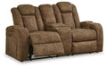 Wolfridge - Brindle - Power Reclining Loveseat With Console /Adj Hdrst - Tallahassee Discount Furniture (FL)