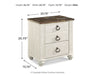 Willowton - Two Drawer Night Stand - Brown / Beige / White - Tallahassee Discount Furniture (FL)