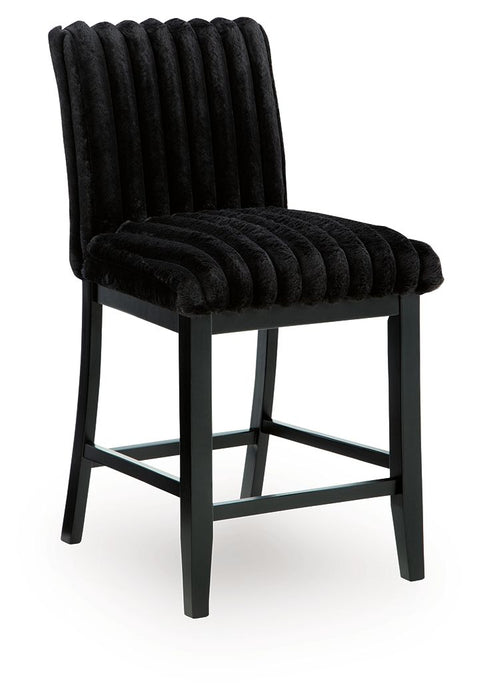 Mervannie - Upholstered Barstool (Set of 2) - Black - Tallahassee Discount Furniture (FL)