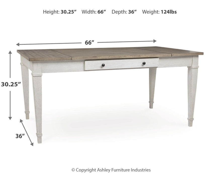 Skempton - RECT DRM Table w/Storage - White - Tallahassee Discount Furniture (FL)