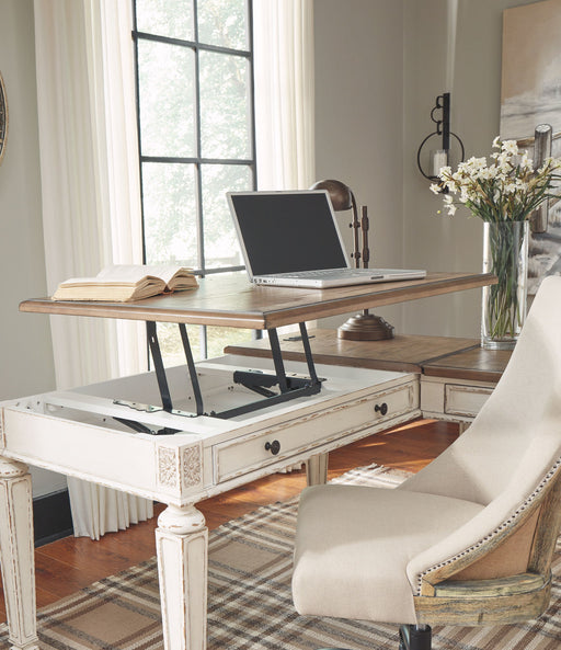 Realyn - L Shaped Desk With Lift Top - White / Brown - Tallahassee Discount Furniture (FL)