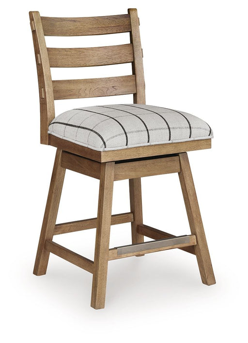 Ridgester - Upholstered Swivel Barstool (Set of 2) - Light Brown - Tallahassee Discount Furniture (FL)