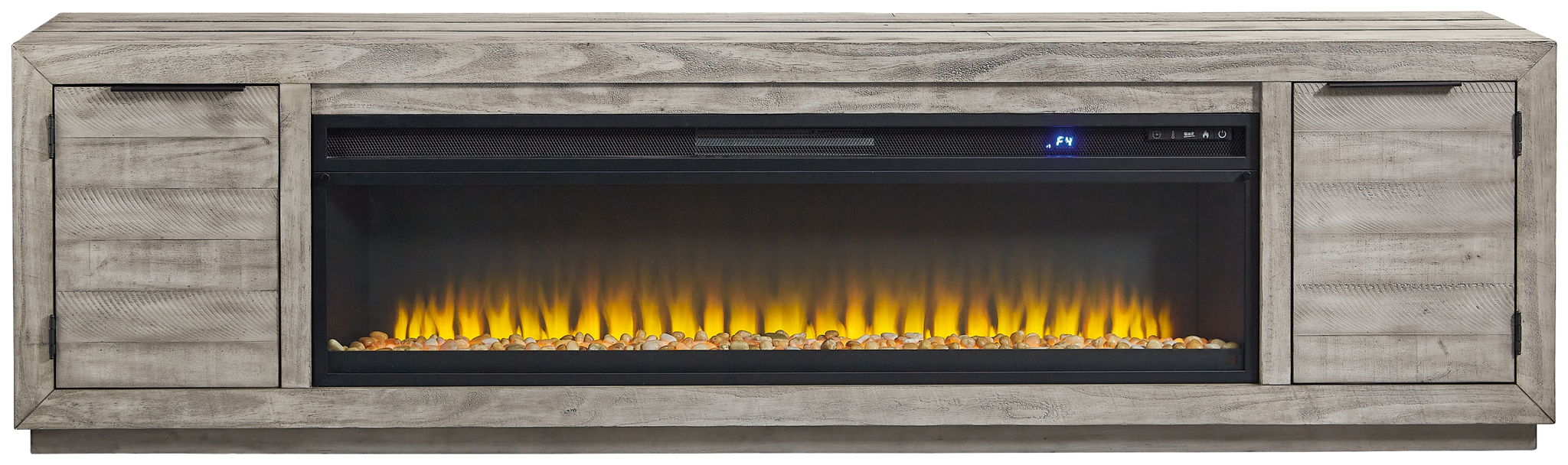 Naydell - 92" TV Stand With Wide Fireplace Insert - Gray - Tallahassee Discount Furniture (FL)