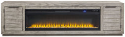 Naydell - 92" TV Stand With Wide Fireplace Insert - Gray - Tallahassee Discount Furniture (FL)