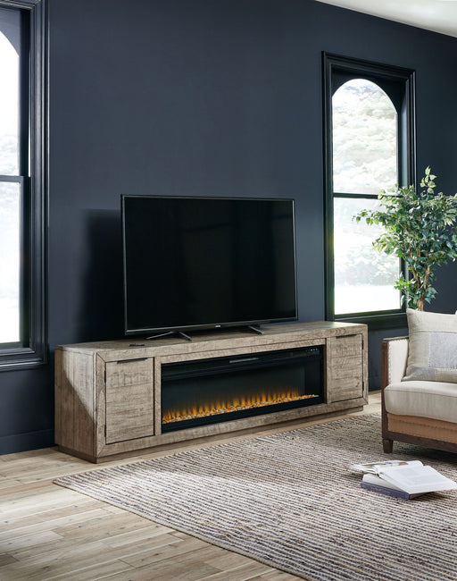 Krystanza - Weathered Gray - TV Stand with Wide Fireplace Insert - Tallahassee Discount Furniture (FL)