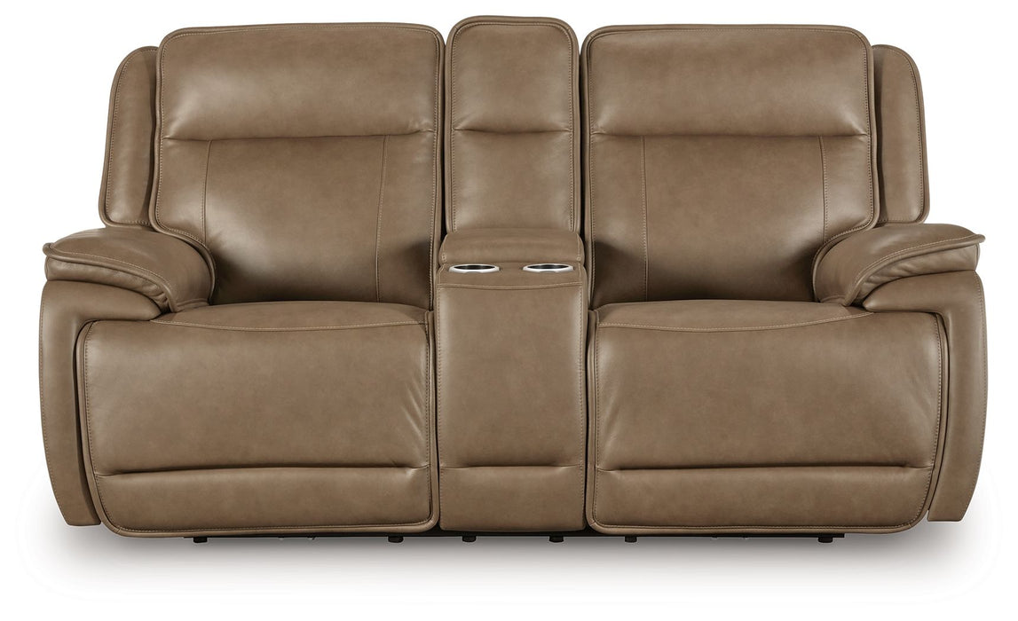 Glencroft - Power Reclining Loveseat With Console / Adjustable Headrest - Sahara - Tallahassee Discount Furniture (FL)