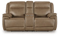 Glencroft - Power Reclining Loveseat With Console / Adjustable Headrest - Sahara - Tallahassee Discount Furniture (FL)
