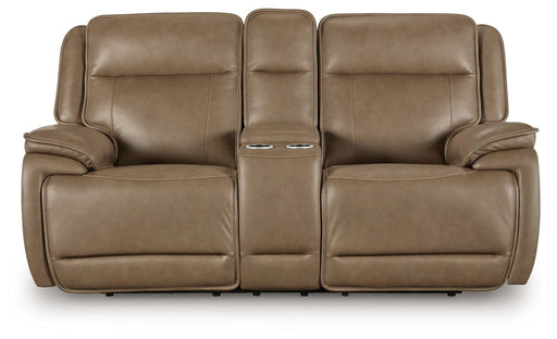 Glencroft - Power Reclining Loveseat With Console / Adjustable Headrest - Sahara - Tallahassee Discount Furniture (FL)