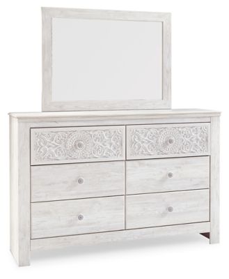 Paxberry - Whitewash - Dresser, Mirror - Medallion Drawer Pulls - Tallahassee Discount Furniture (FL)