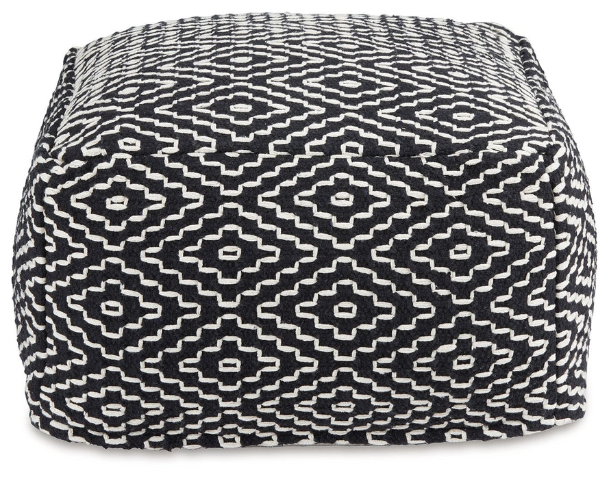 Jasett - Black / Ivory - Pouf - Tallahassee Discount Furniture (FL)
