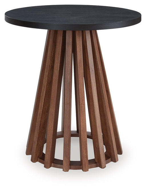 Kallari - Warm Brown / Black - Round End Table - Tallahassee Discount Furniture (FL)