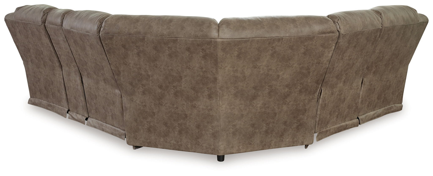 Ravenel - 3-Piece Power Reclining Sectional With Raf Power Reclining Loveseat With Console - Faux Leather - Fossil - Tallahassee Discount Furniture (FL)
