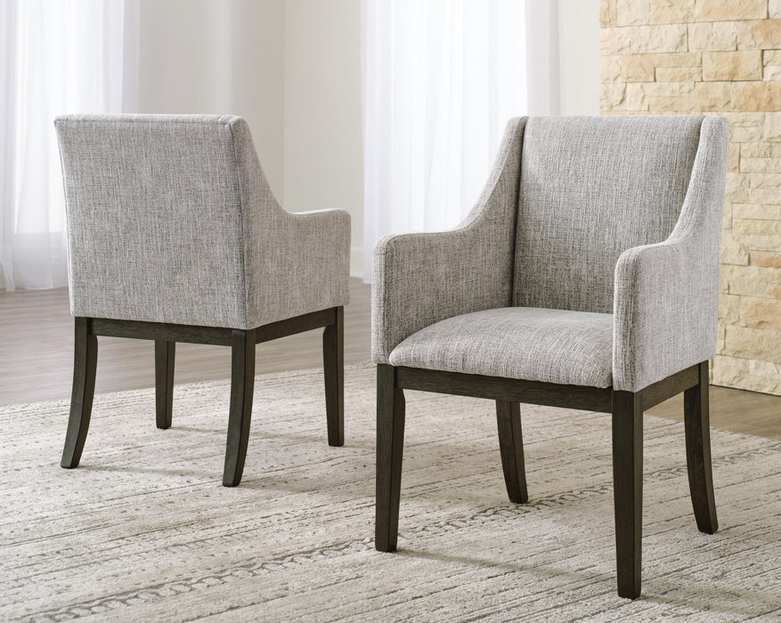 Burkhaus - Dining UPH Arm Chair (Set of 2) - Beige / Dark Brown - Tallahassee Discount Furniture (FL)