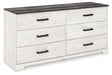 Shawburn - Six Drawer Dresser - Pewter-tone pulls - White / Black / Gray - Tallahassee Discount Furniture (FL)