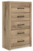 Brozmont - Five Drawer Chest - Tan - Tallahassee Discount Furniture (FL)