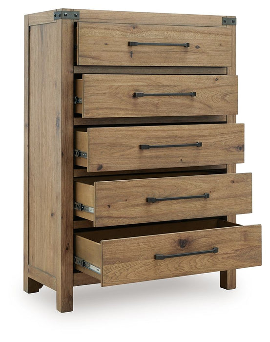 Ridgester - Five Drawer Chest - Light Brown - Tallahassee Discount Furniture (FL)
