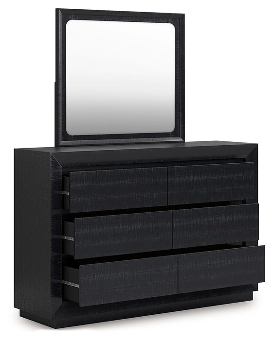 Londer - Black - Dresser And Mirror - Tallahassee Discount Furniture (FL)