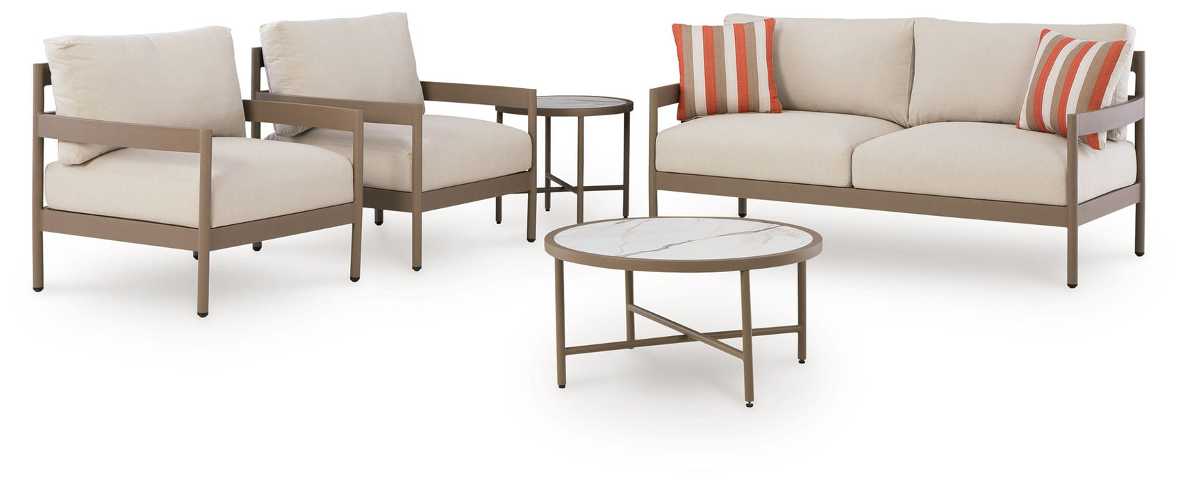 Bluff Trail - Loveseat, Lounge Chairs, Tables Set (Set of 5) - Beige - Tallahassee Discount Furniture (FL)