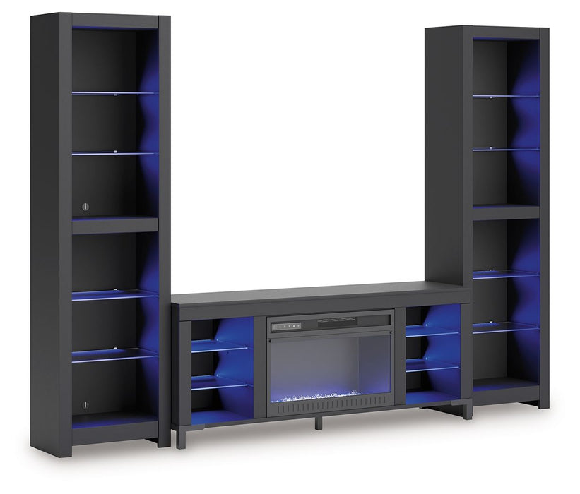 Cayberry - Black - 3-Piece Entertainment Center With Electric Fireplace - Tallahassee Discount Furniture (FL)